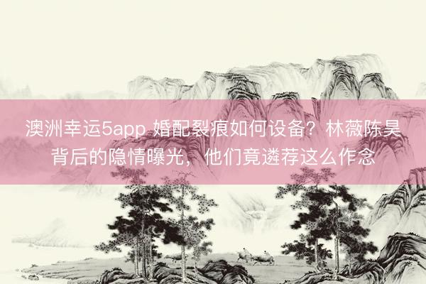 澳洲幸運(yùn)5app 婚配裂痕如何設(shè)備?林薇陳昊背后的隱情曝光,他們竟遴薦這么作念