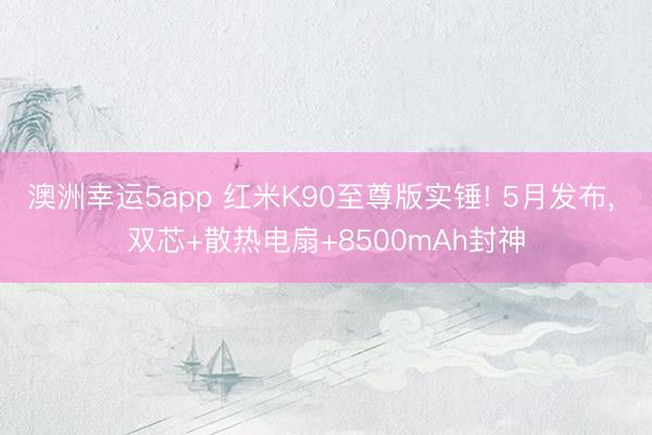 澳洲幸運5app 紅米K90至尊版實錘! 5月發(fā)布, 雙芯+散熱電扇+8500mAh封神